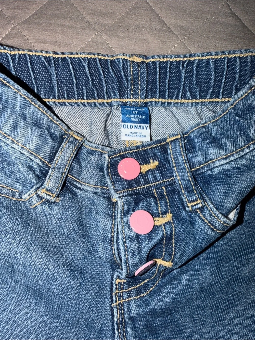 Old Navy Blue Kids Denim Jeans with Pink Button Detail